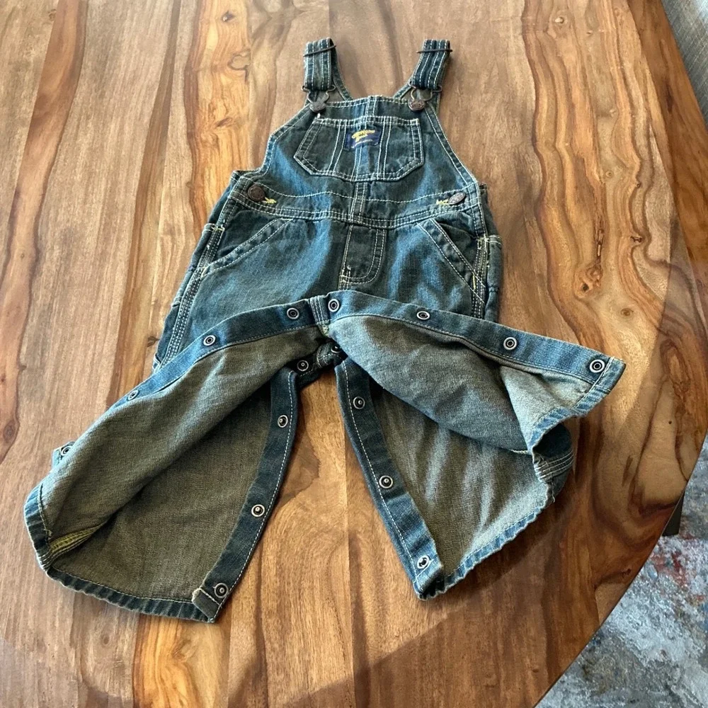 2000s OshKosh Bgosh Vestbak Denim Carpenter Overalls Blue 12‎ Months 424-044
